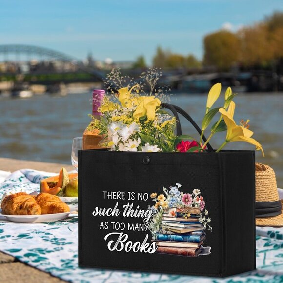 Book Tote Bag Canvas Large Capacity Book Lovers Gift for Women - Picture 5 of 6